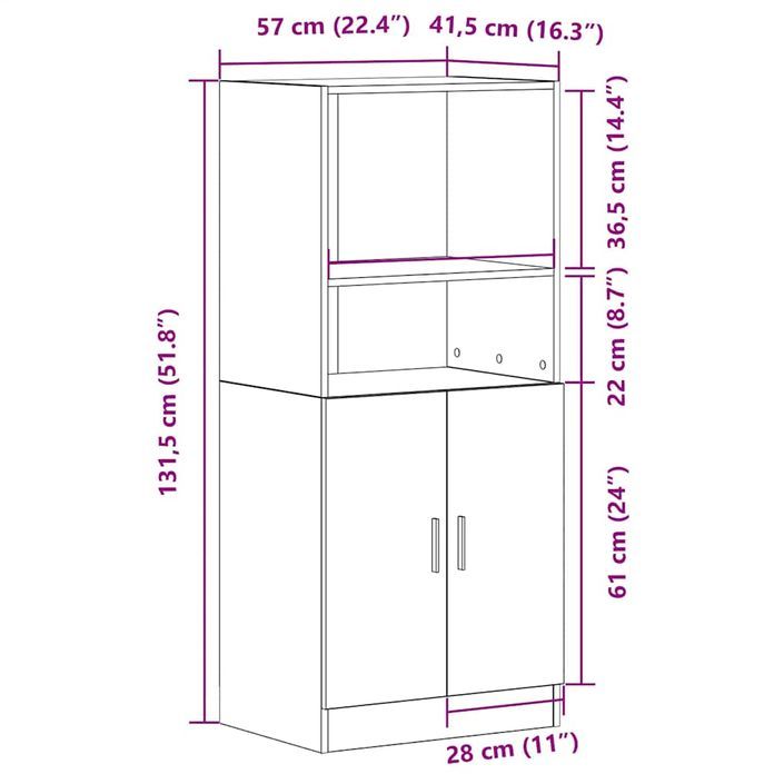 Armoire de cuisine noir 57x41,5x131,5 cm bois d'ingénierie - Photo n°10