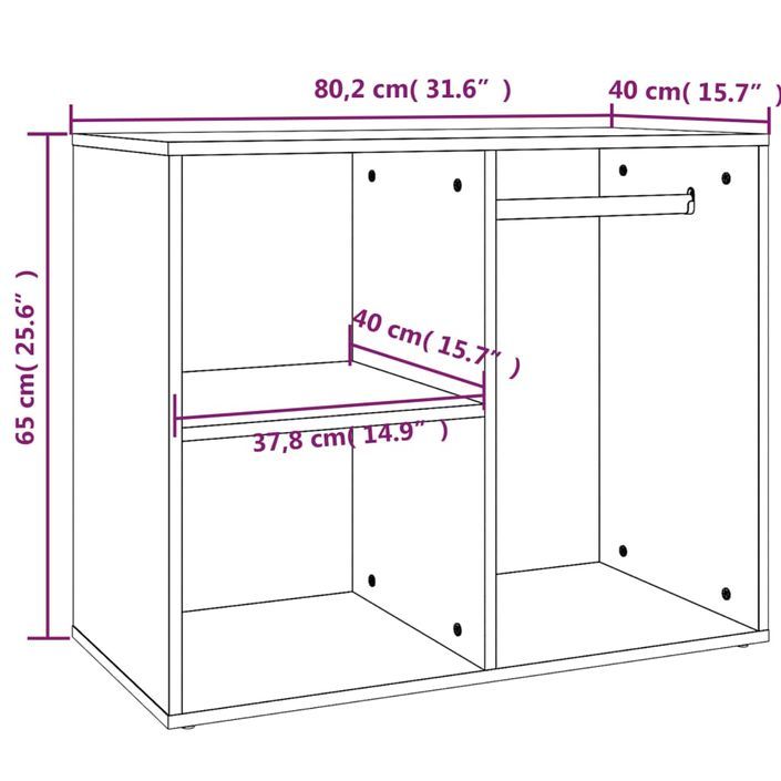 Armoire de dressing Gris béton 80x40x65 cm Bois d'ingénierie - Photo n°7