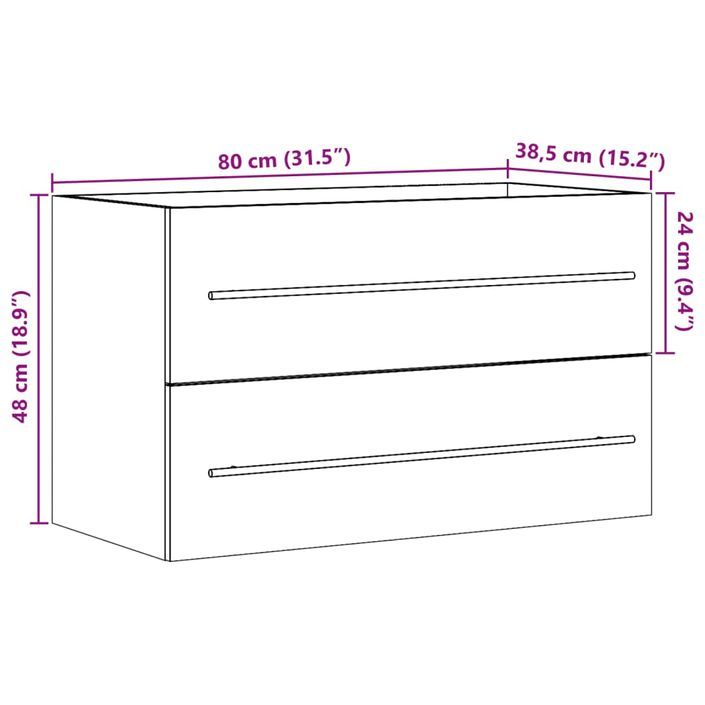 Armoire de lavabo chêne artisanal 80x38,5x48 cm bois ingénierie - Photo n°11