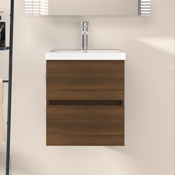 Armoire de lavabo Chêne marron 41x38,5x45 cm Bois d'ingénierie - Photo n°2