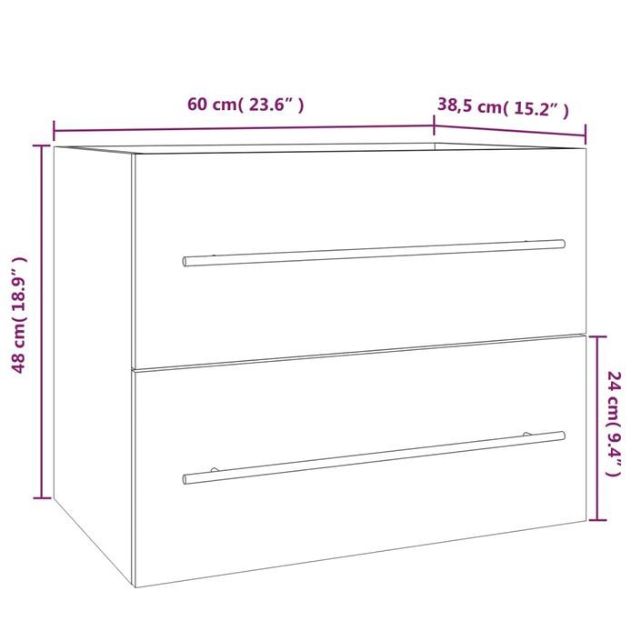 Armoire de lavabo Chêne marron 60x38,5x48 cm Bois d'ingénierie - Photo n°9