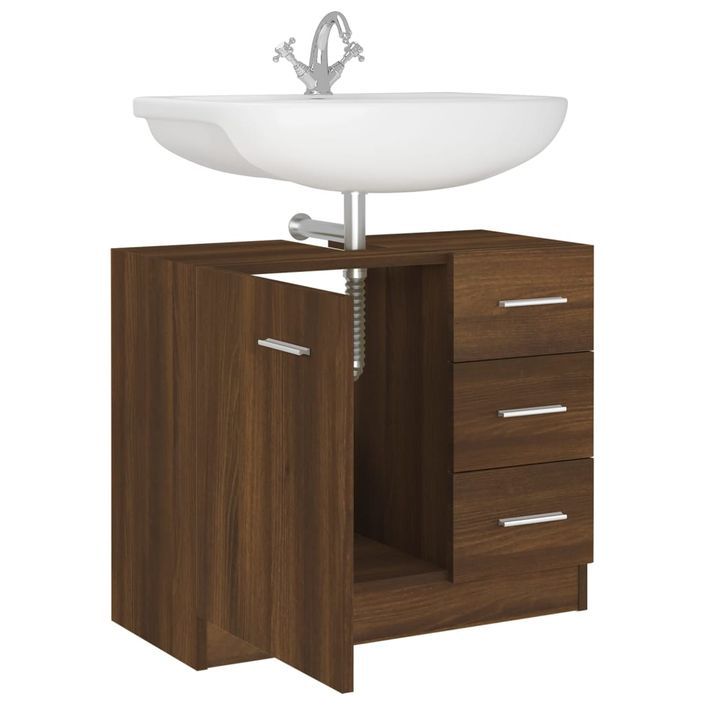 Armoire de lavabo Chêne marron 63x30x54 cm Bois d'ingénierie - Photo n°7