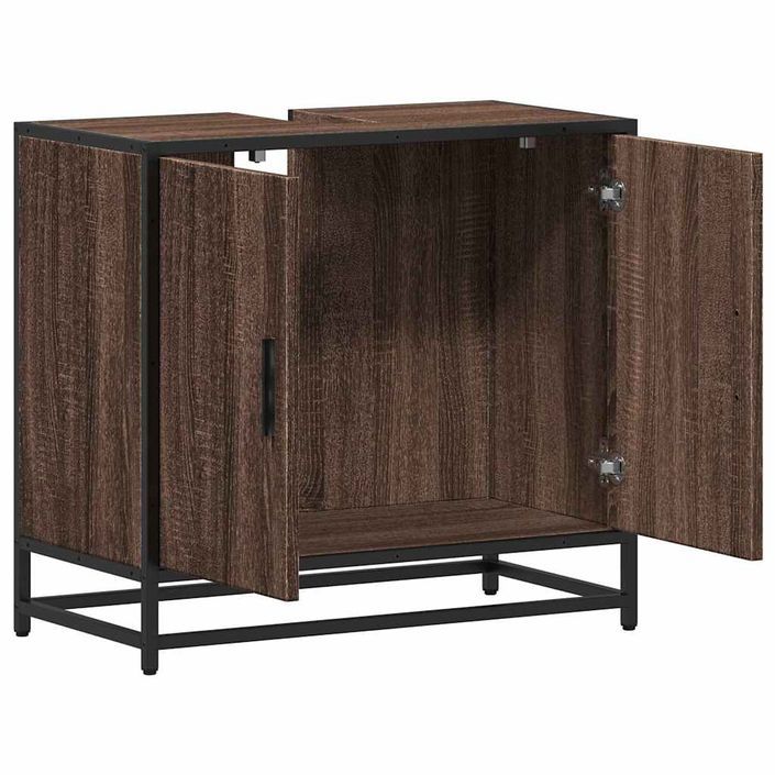 Armoire de lavabo de salle de bain chêne marron 65x33x60 cm - Photo n°8