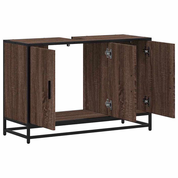 Armoire de lavabo de salle de bain chêne marron 90x33x60 cm - Photo n°6