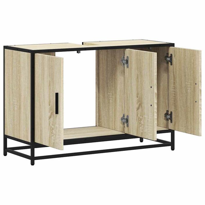 Armoire de lavabo de salle de bain chêne sonoma 90x33x60 cm - Photo n°8