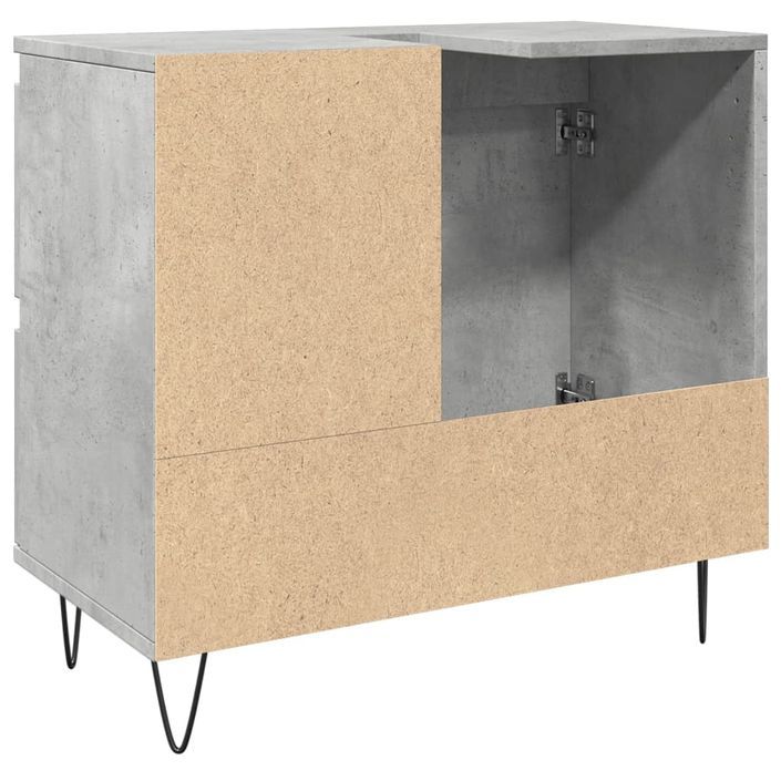 Armoire de lavabo de salle de bain gris béton 65x33x60 cm - Photo n°7