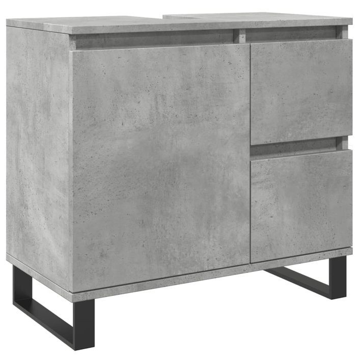 Armoire de lavabo de salle de bain gris béton 65x33x60 cm - Photo n°2