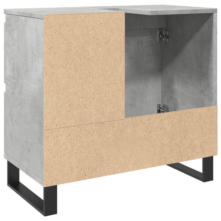 Armoire de lavabo de salle de bain gris béton 65x33x60 cm - Photo n°6