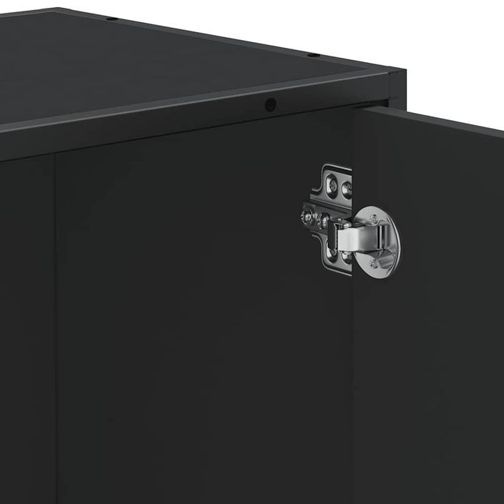 Armoire de lavabo de salle de bain noir 65x33x60 cm - Photo n°10