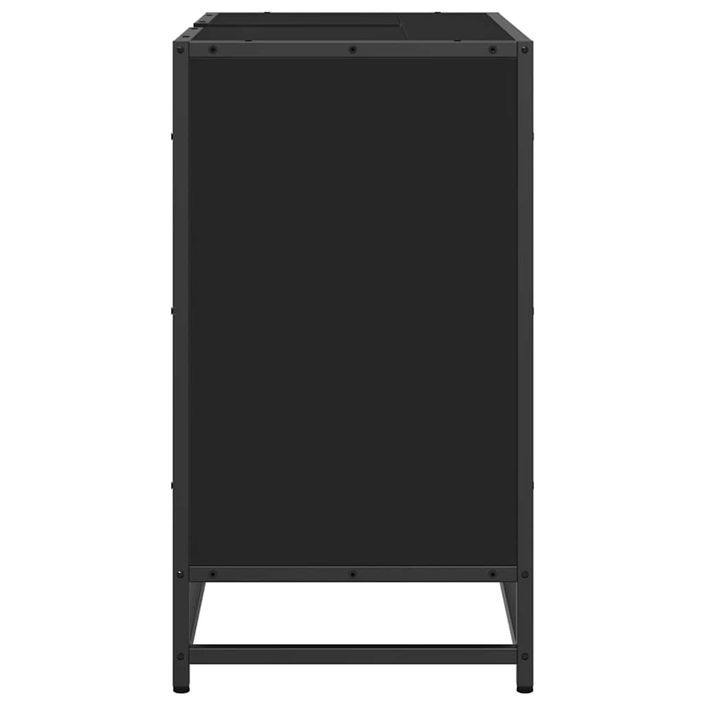 Armoire de lavabo de salle de bain noir 65x33x60 cm - Photo n°7