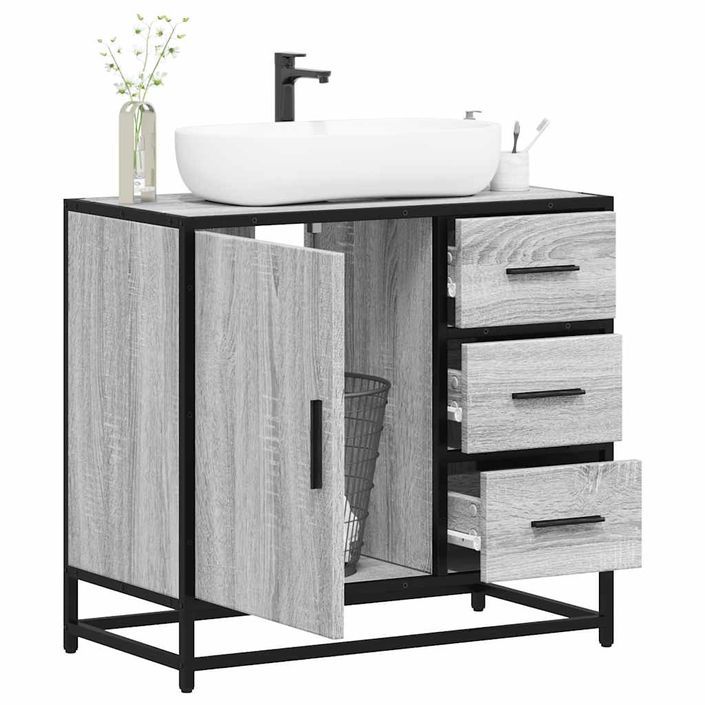 Armoire de lavabo de salle de bain sonoma gris 65x33x60 cm - Photo n°1