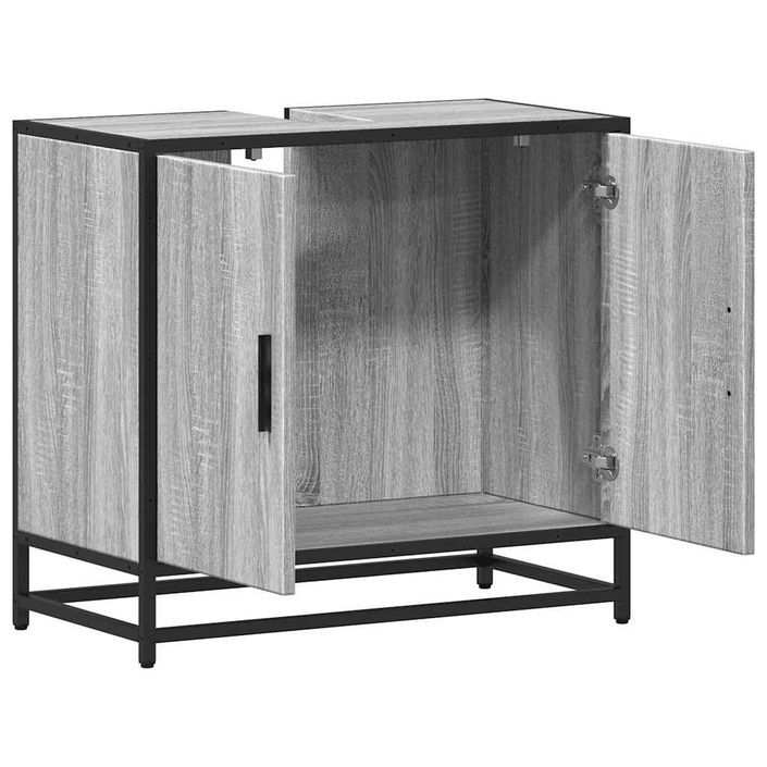 Armoire de lavabo de salle de bain sonoma gris 65x33x60 cm - Photo n°8