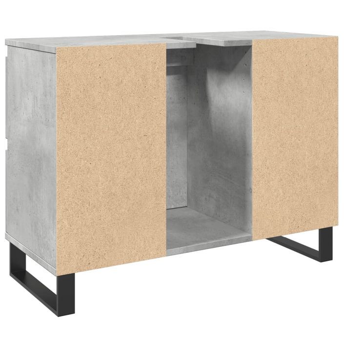 Armoire de lavabo salle de bain gris béton 80x33x60 cm - Photo n°6