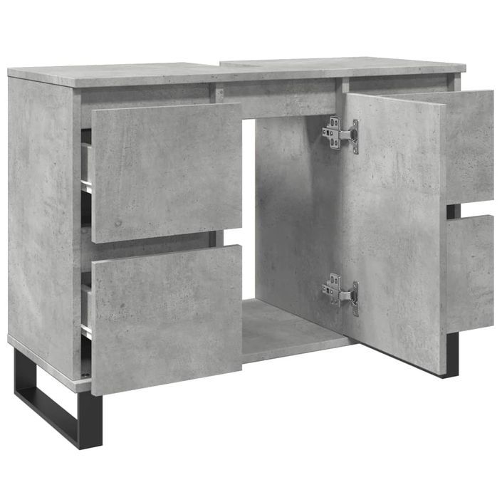 Armoire de lavabo salle de bain gris béton 80x33x60 cm - Photo n°7