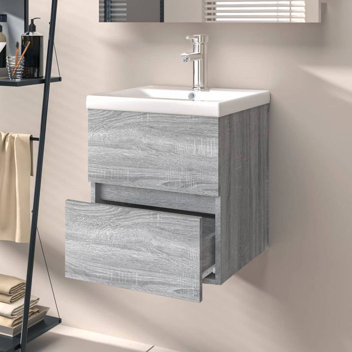 Armoire de lavabo Sonoma gris 41x38,5x45 cm Bois d'ingénierie - Photo n°3