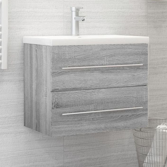 Armoire de lavabo Sonoma gris 60x38,5x48 cm Bois d'ingénierie - Photo n°2