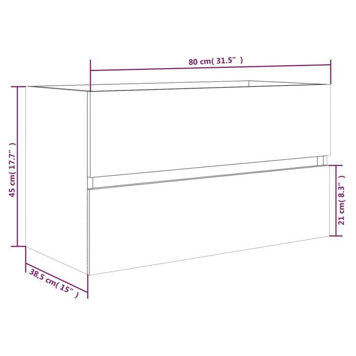 Armoire de lavabo Sonoma gris 80x38,5x45 cm Bois d'ingénierie - Photo n°9