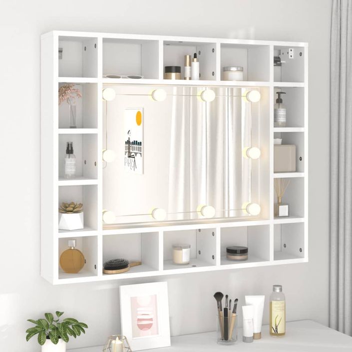 Armoire de miroir avec LED Blanc 91x15x76,5 cm - Photo n°4