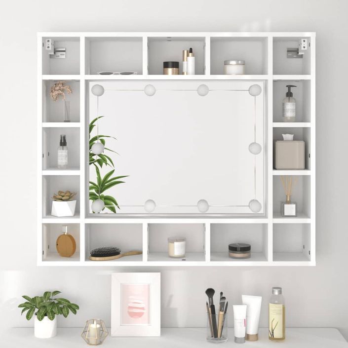 Armoire de miroir avec LED Blanc 91x15x76,5 cm - Photo n°5