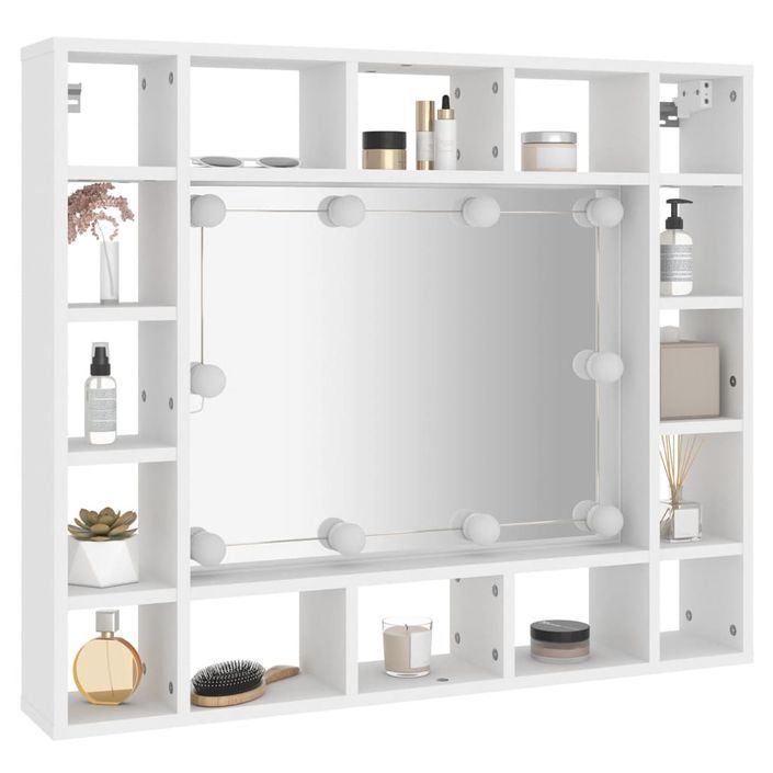 Armoire de miroir avec LED Blanc 91x15x76,5 cm - Photo n°6