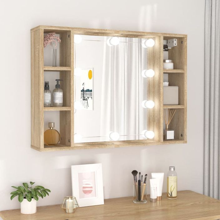 Armoire de miroir avec LED Chêne sonoma 76x15x55 cm - Photo n°1