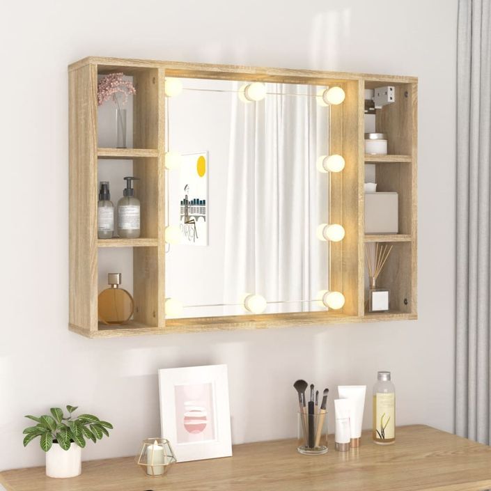 Armoire de miroir avec LED Chêne sonoma 76x15x55 cm - Photo n°4