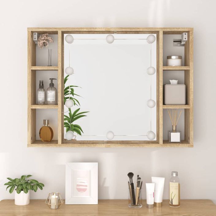 Armoire de miroir avec LED Chêne sonoma 76x15x55 cm - Photo n°5