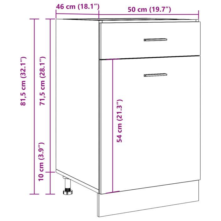 Armoire de plancher à tiroir chêne artisanal 50x46x81,5 cm - Photo n°12