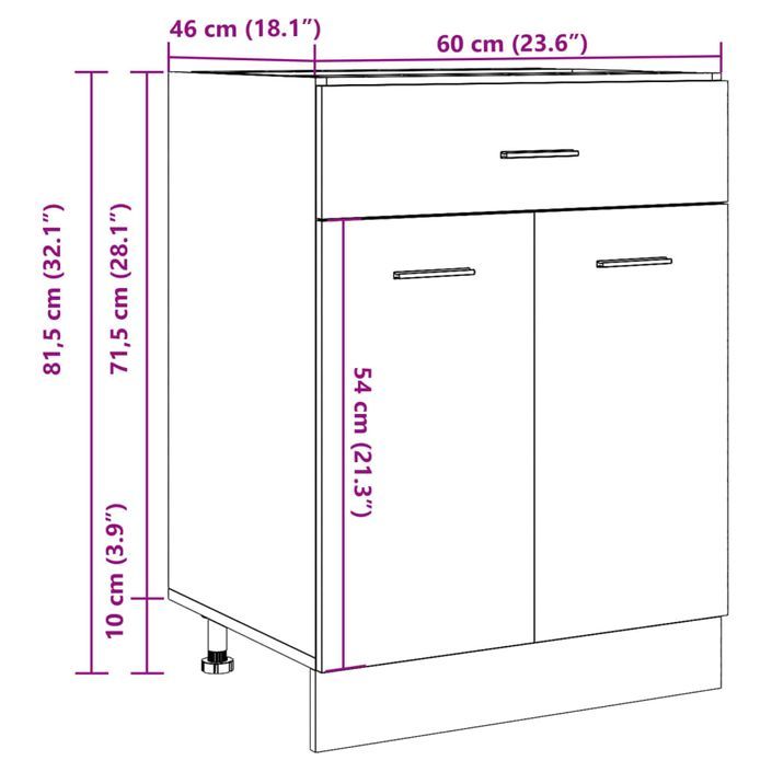 Armoire de plancher à tiroir chêne artisanal 60x46x81,5 cm - Photo n°11