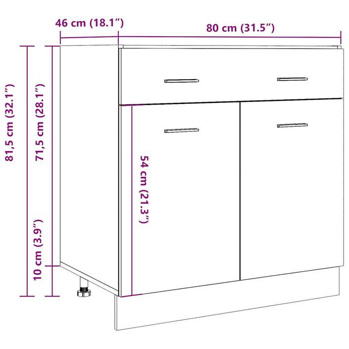 Armoire de plancher à tiroir chêne artisanal 80x46x81,5 cm - Photo n°11