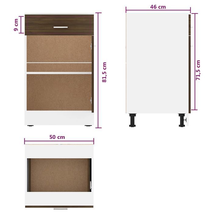Armoire de plancher à tiroir Chêne marron 50x46x81,5 cm - Photo n°8