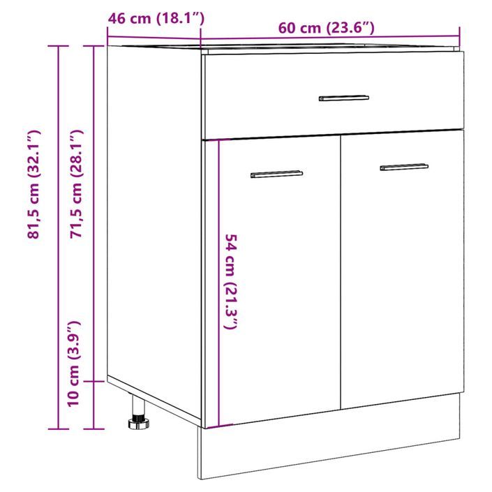 Armoire de plancher à tiroir Gris béton 60x46x81,5 cm - Photo n°11