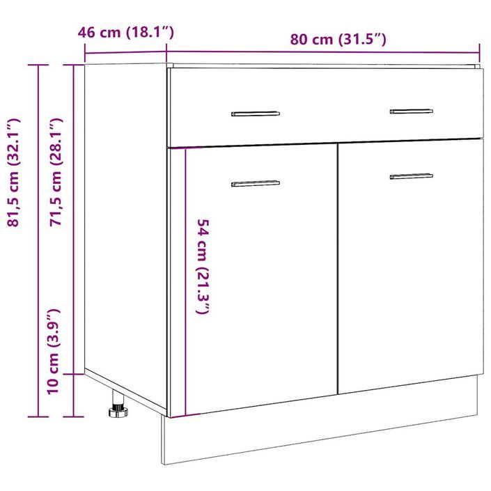 Armoire de plancher à tiroir Gris béton 80x46x81,5 cm - Photo n°11