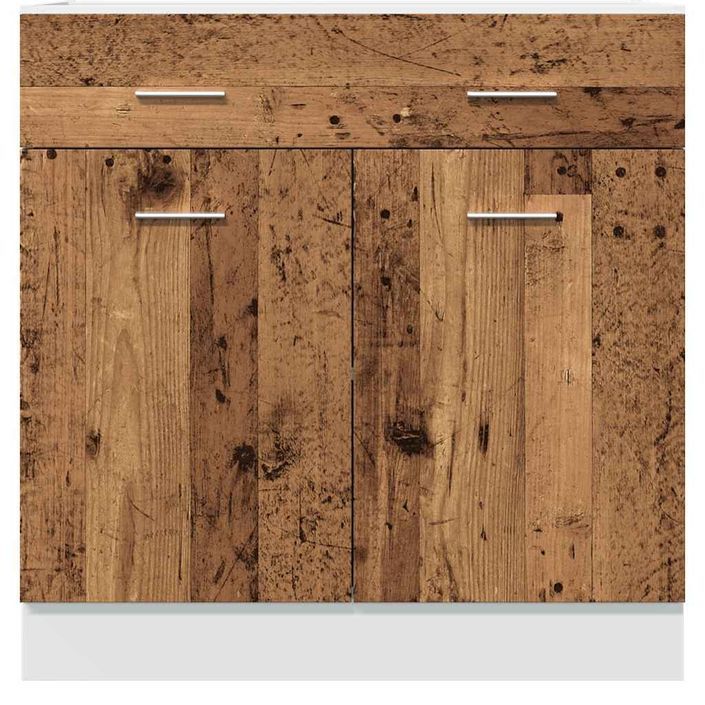 Armoire de plancher à tiroir vieux bois 80x46x81,5 cm - Photo n°4