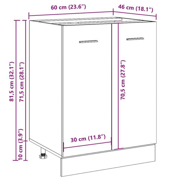 Armoire de plancher chêne artisanal 60x46x81,5 cm - Photo n°12