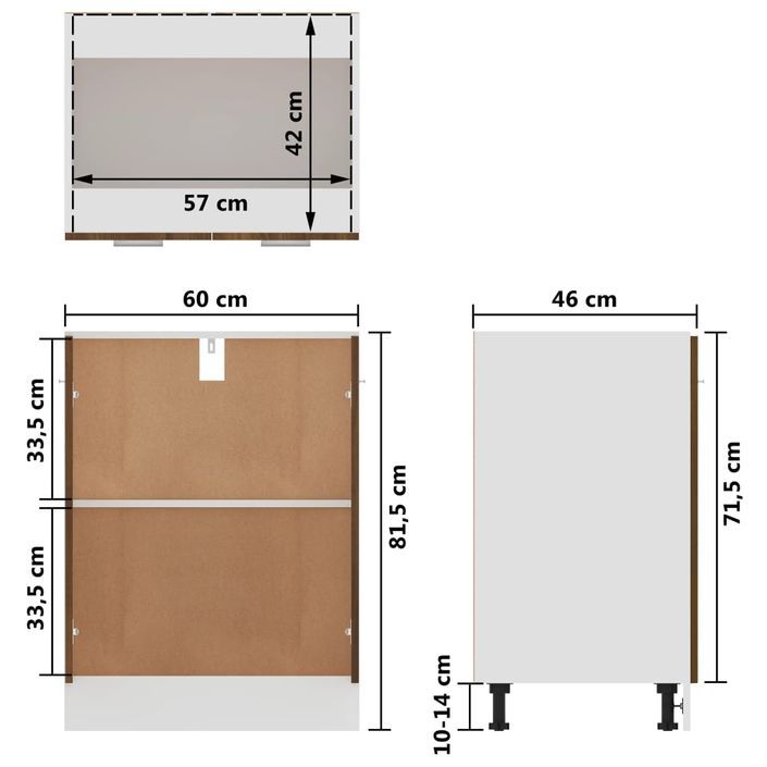 Armoire de plancher Chêne marron 60x46x81,5cm Bois d'ingénierie - Photo n°9