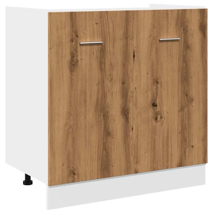 Armoire de plancher d'évier chêne artisanal 80x46x81,5 cm - Photo n°2