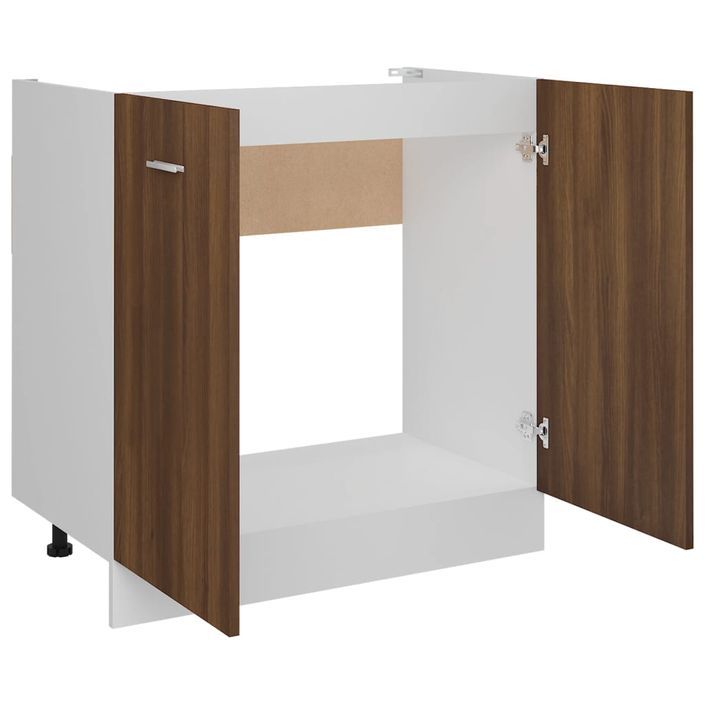 Armoire de plancher d'évier Chêne marron 80x46x81,5 cm - Photo n°7