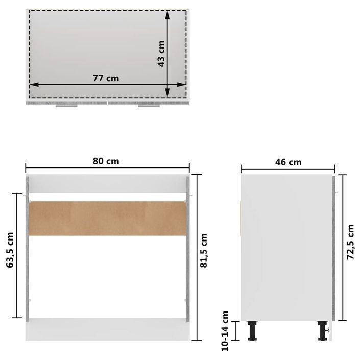 Armoire de plancher d'évier Sonoma gris 80x46x81,5 cm - Photo n°10