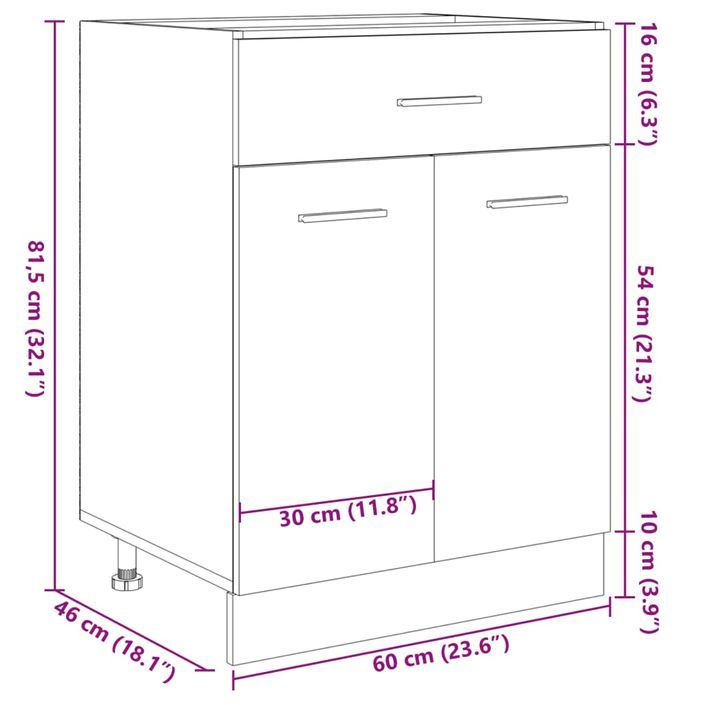 Armoire de plancher tiroir Chêne sonoma 60x46x81,5 cm - Photo n°12