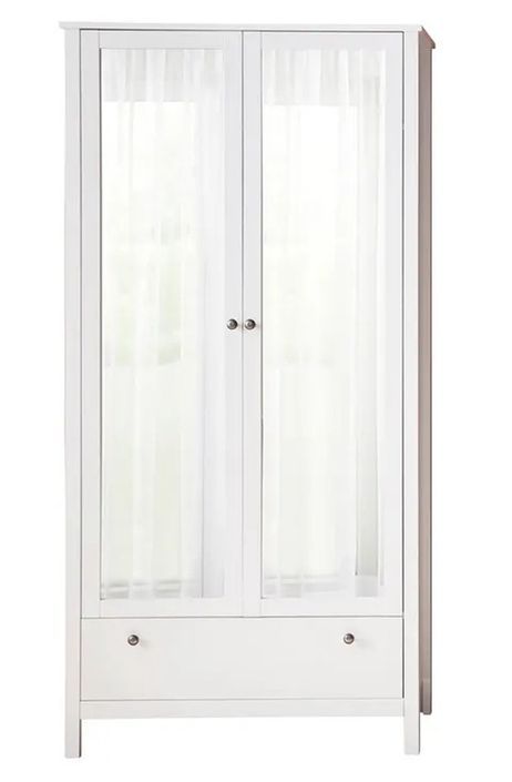 Armoire de rangement 2 portes 1 tiroir mélaminé blanc avec miroir Leone - Photo n°1