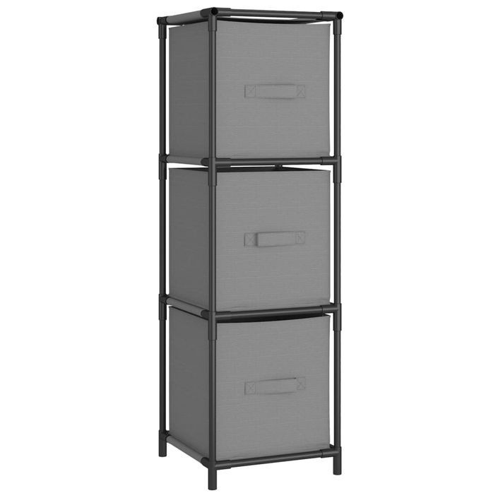 Armoire de rangement 3 tiroirs en tissu Gris 34x34x101 cm Acier - Photo n°2