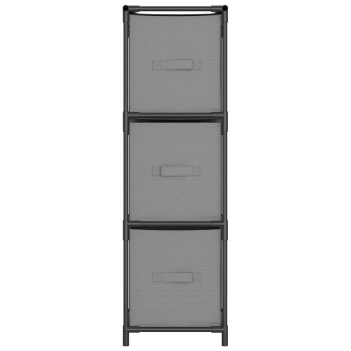 Armoire de rangement 3 tiroirs en tissu Gris 34x34x101 cm Acier - Photo n°3