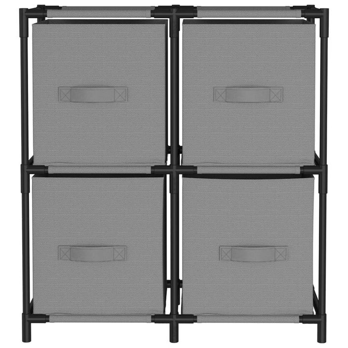 Armoire de rangement 4 paniers en tissu Gris 63x30x71 cm Acier - Photo n°3