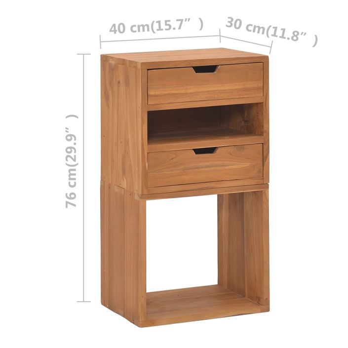 Armoire de rangement 40x30x76 cm Bois de teck massif - Photo n°9