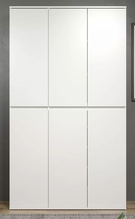 Armoire de rangement 6 portes bois mélaminé blanc brillant Narry - Photo n°1
