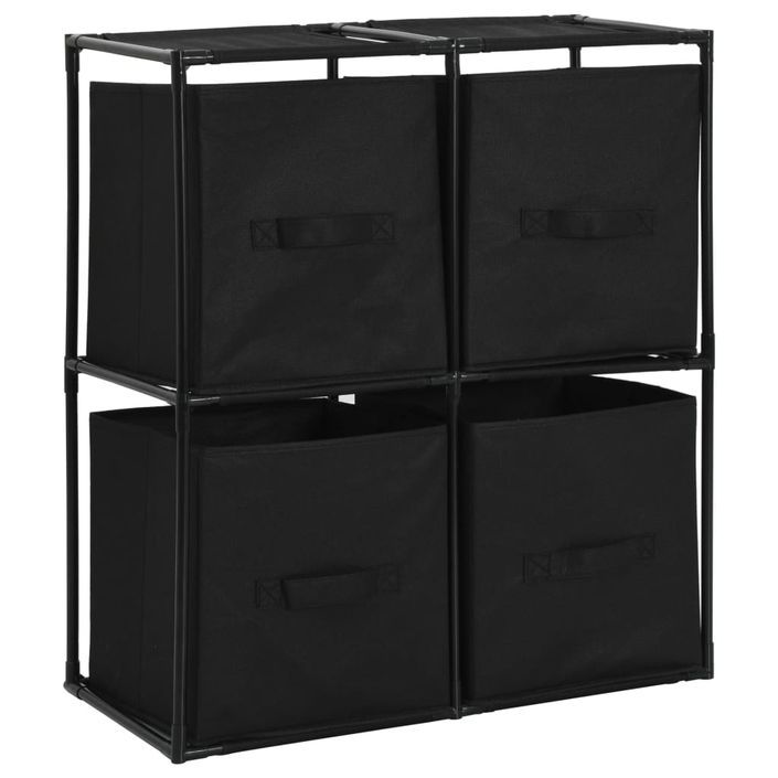 Armoire de rangement avec 4 paniers tissu Noir 63x30x71cm Acier - Photo n°2