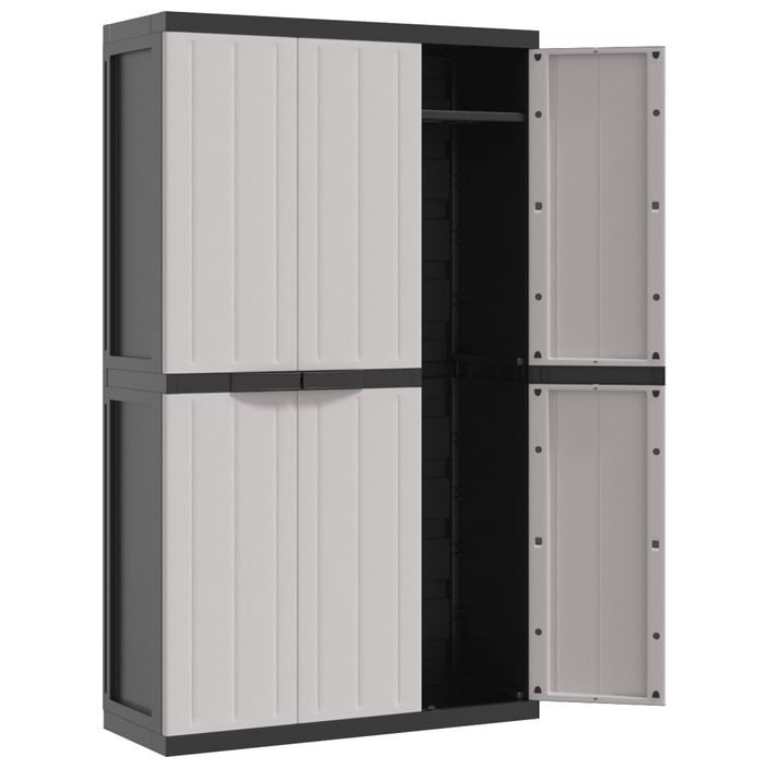 Armoire de rangement d'extérieur gris et noir 97x37x165 cm PP - Photo n°9