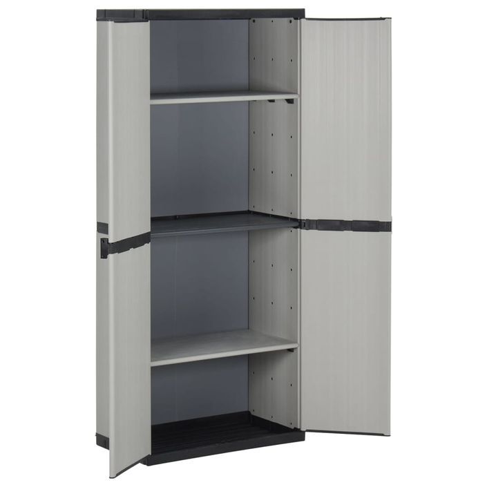 Armoire de rangement de jardin 3 étagères Gris/noir 68x40x168cm - Photo n°3