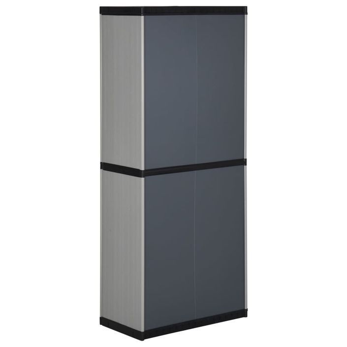 Armoire de rangement de jardin 3 étagères Gris/noir 68x40x168cm - Photo n°5